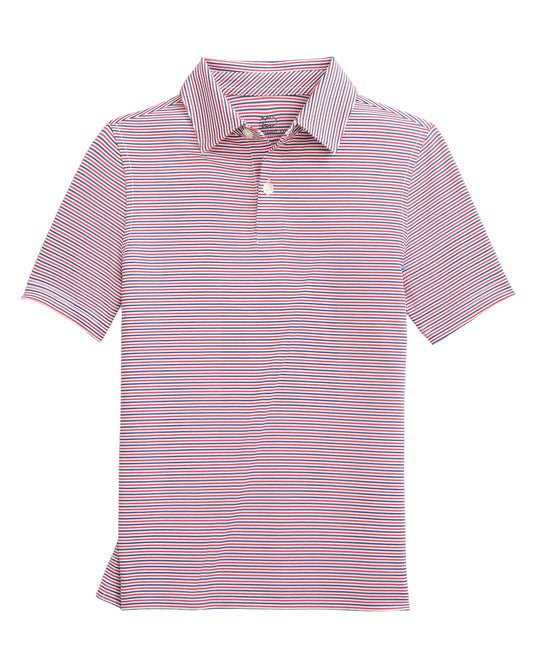 Youth Driver Micro Stripe Polo Channel Marker Red