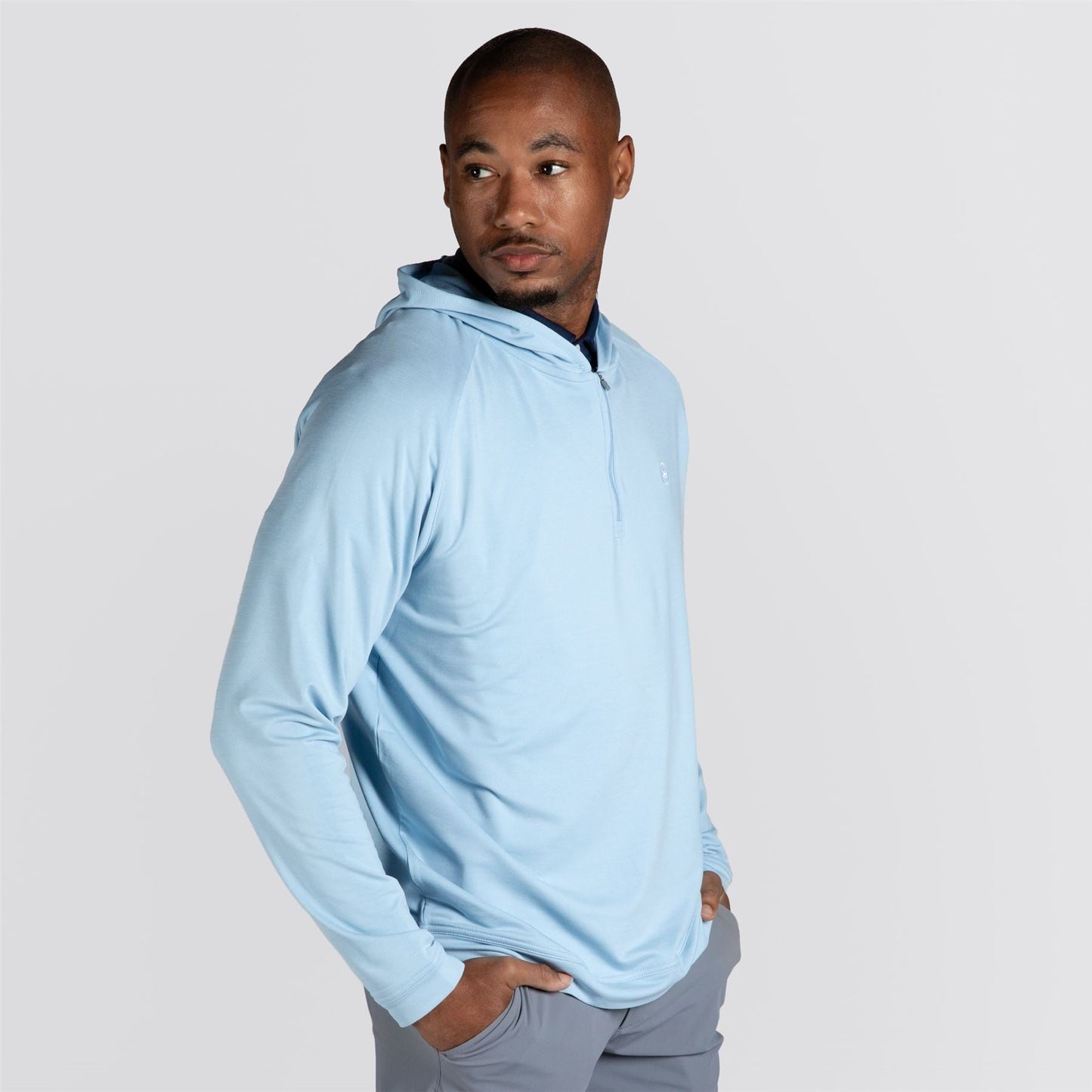 Pine Performance 1/4 Zip Hoodie Stream Blue
