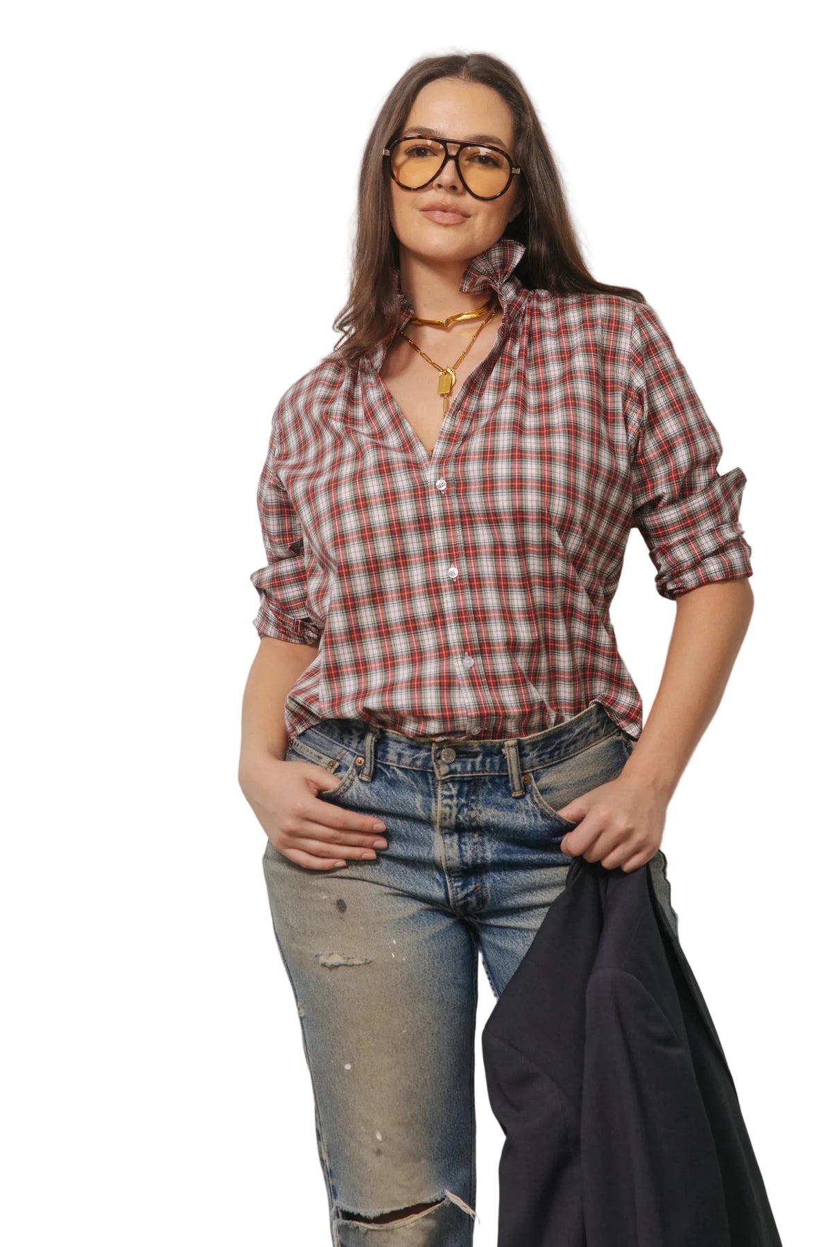 Ws Quarantina Holiday Plaid Shirt Red