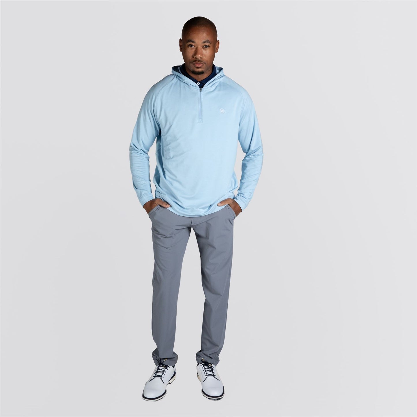 Pine Performance 1/4 Zip Hoodie Stream Blue