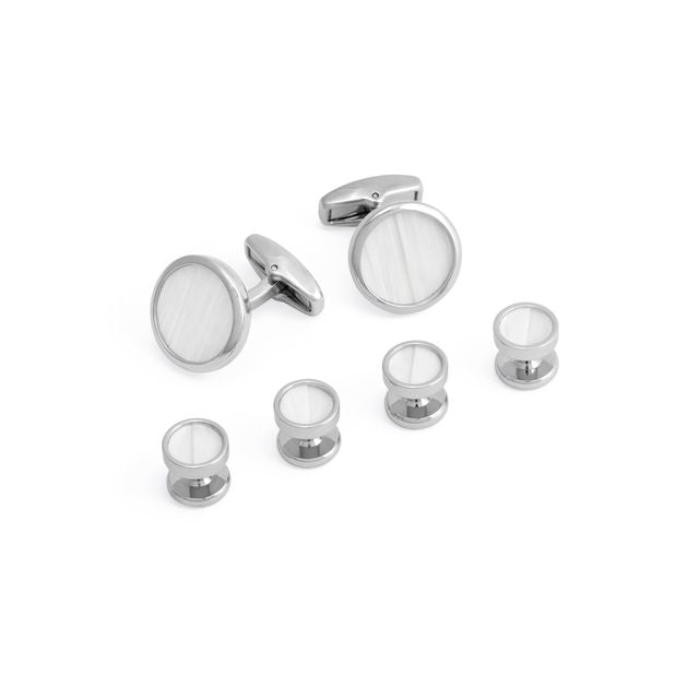 BVI Cufflink / Stud Set Rhodium