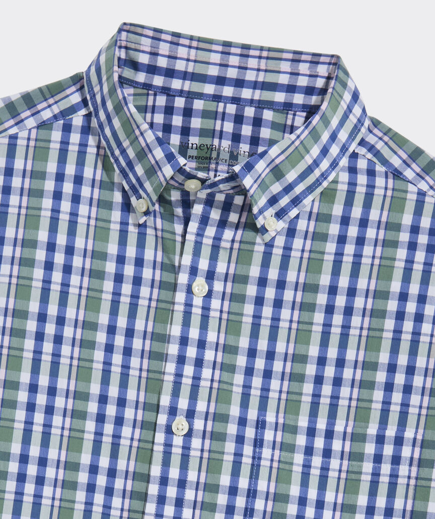 Audubon Plaid Perf Cotton Shirt Olive Dusk