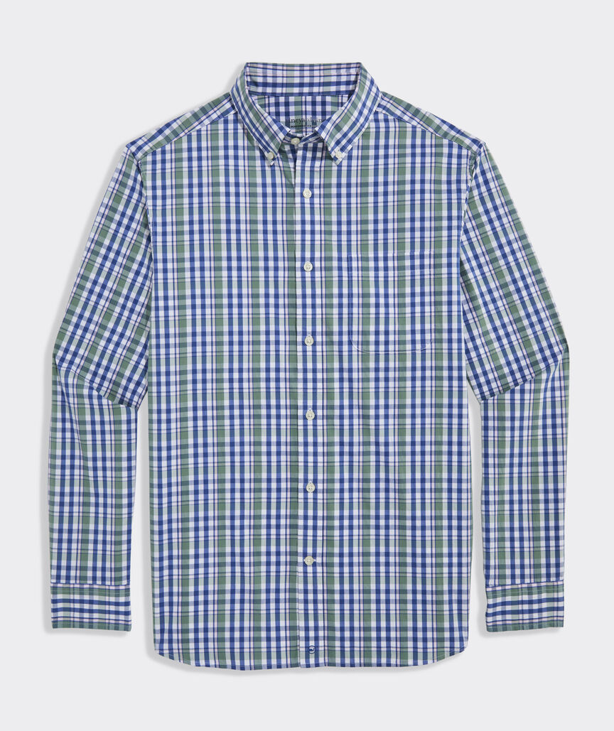 Audubon Plaid Perf Cotton Shirt Olive Dusk