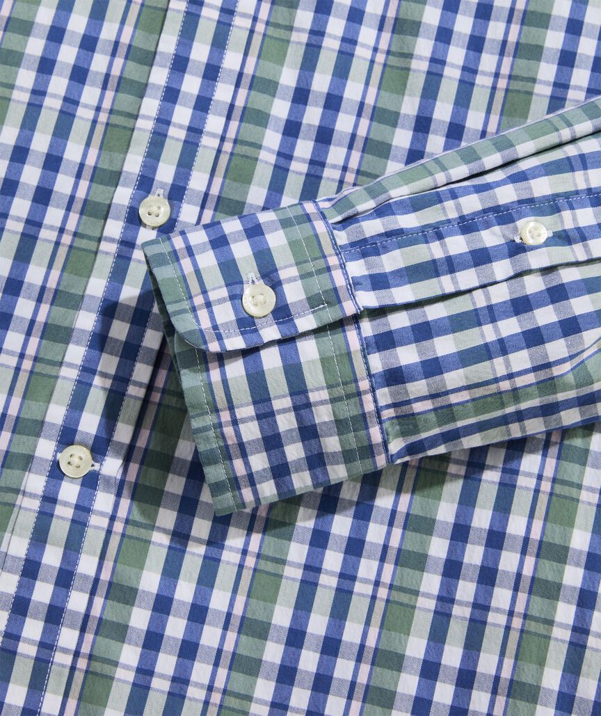 Audubon Plaid Perf Cotton Shirt Olive Dusk