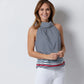 Ws Cowl Neck Top W/ RicRac Navy/White Stripe - Beau Outfitters