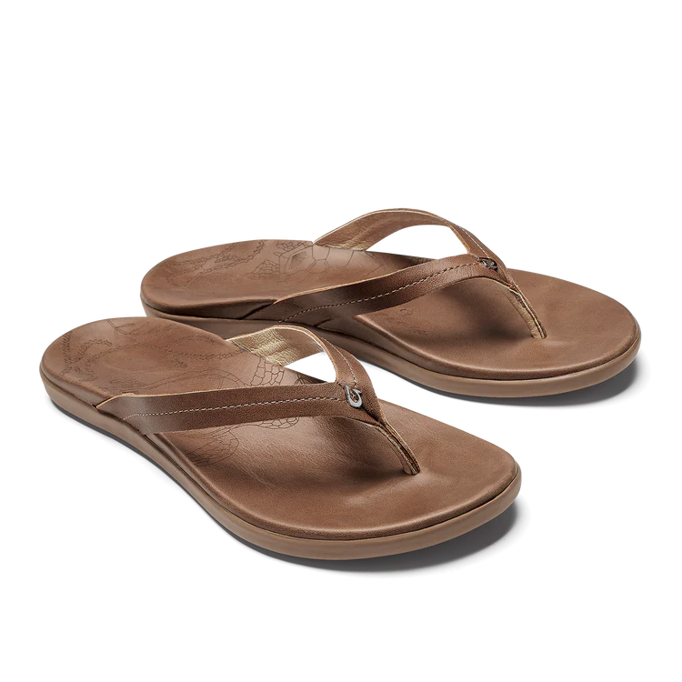 Ws Honu Leather Sandal Tan/Tan