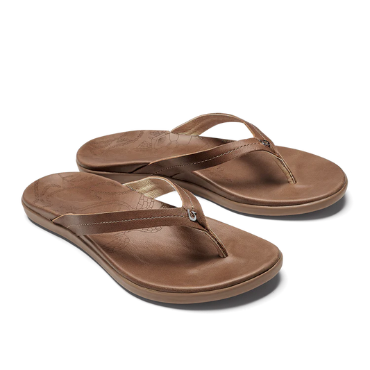 Ws Honu Leather Sandal Tan/Tan