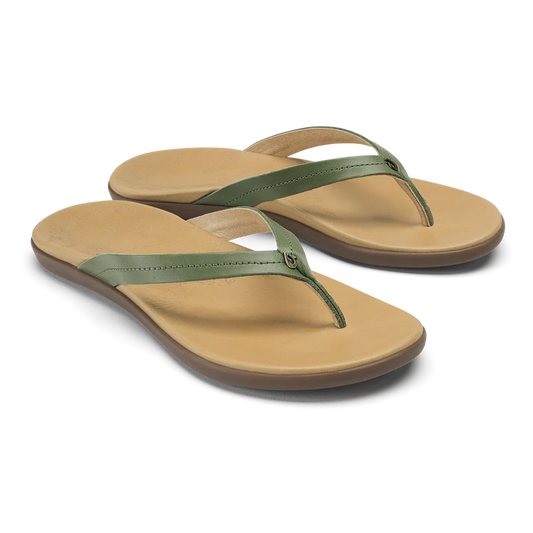 Ws Honu Leather Sandal Green Olive/Golden Sand