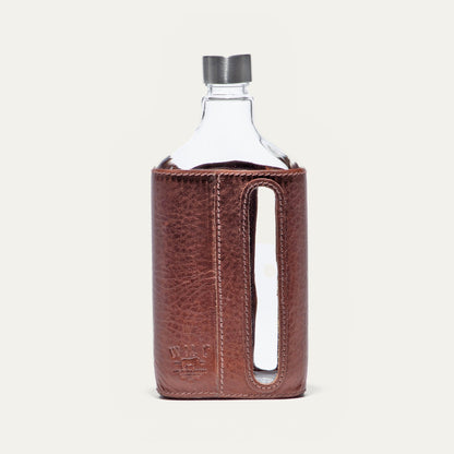 Glass Leather Flask 375ML Cognac