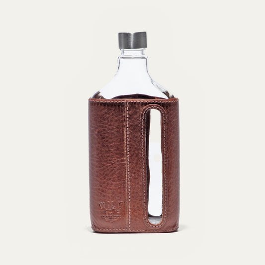 Glass Leather Flask 375ML Cognac