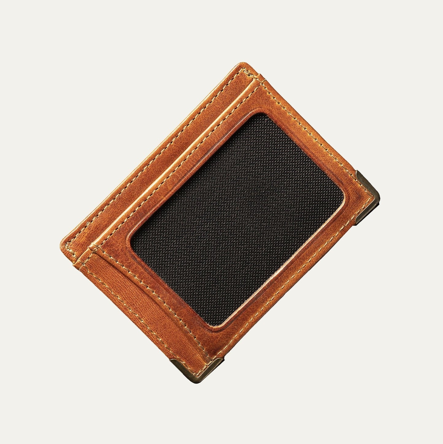 William Front Pocket Card Case Cognac