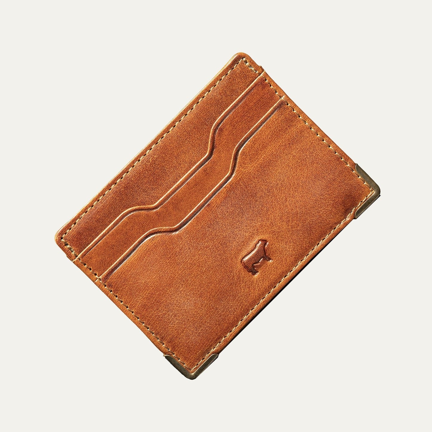 William Front Pocket Card Case Cognac