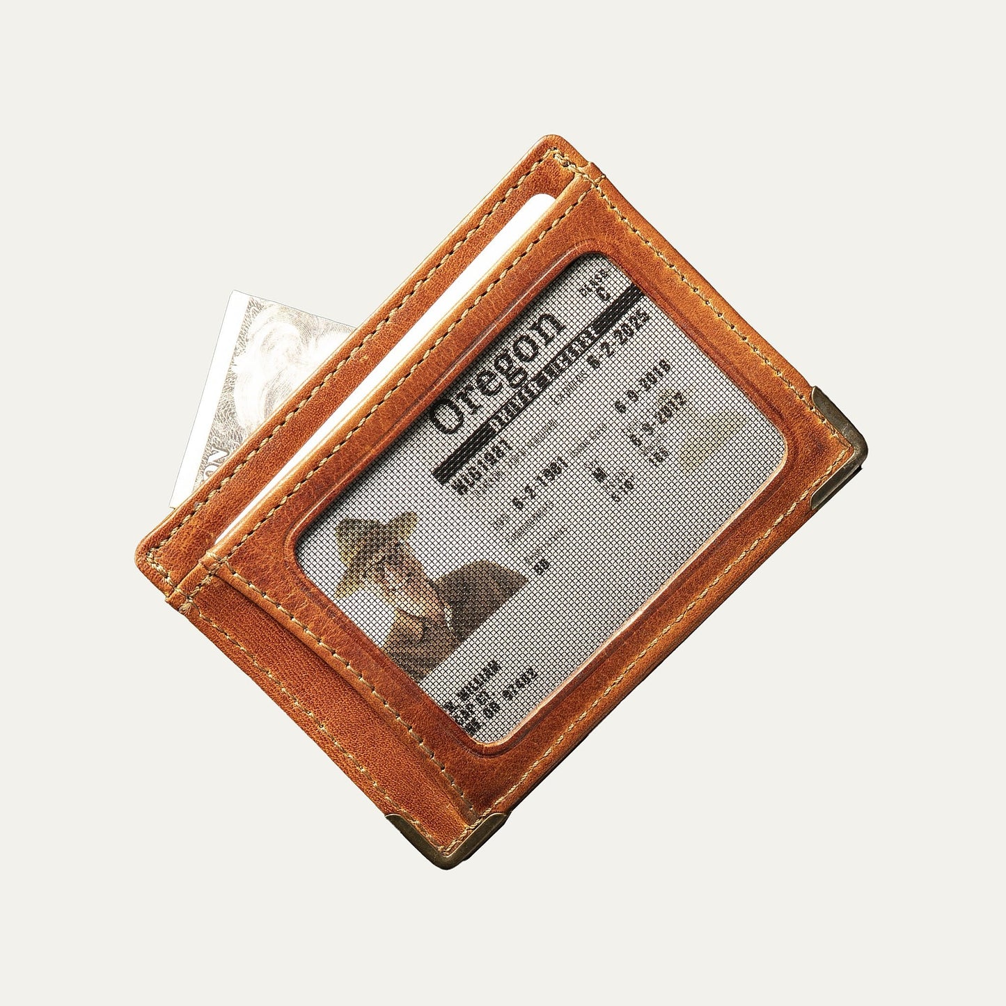 William Front Pocket Card Case Cognac