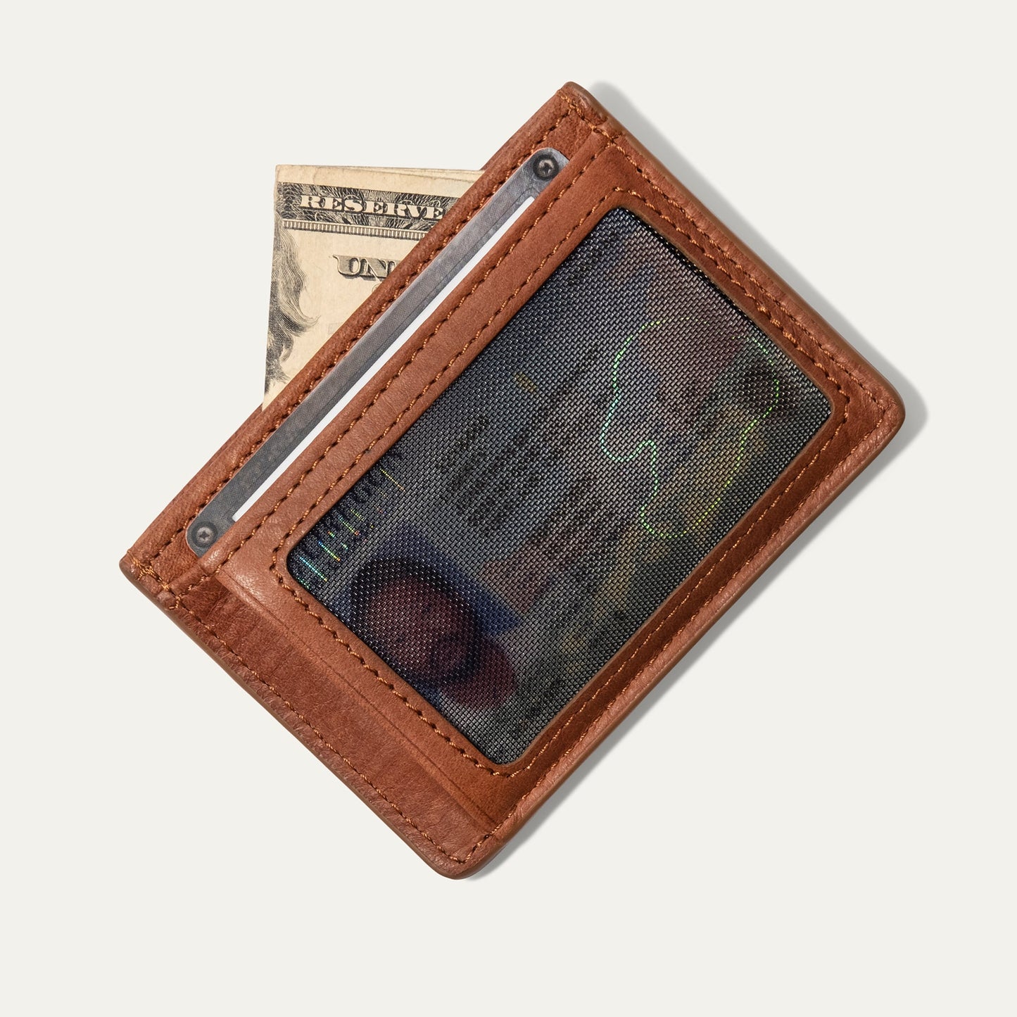 William Front Pocket Card Case Tan