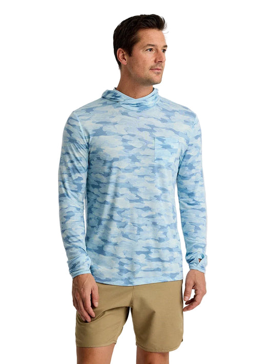 Bamboo Lightweight Hoodie Seasmoke Camo Surf Blue