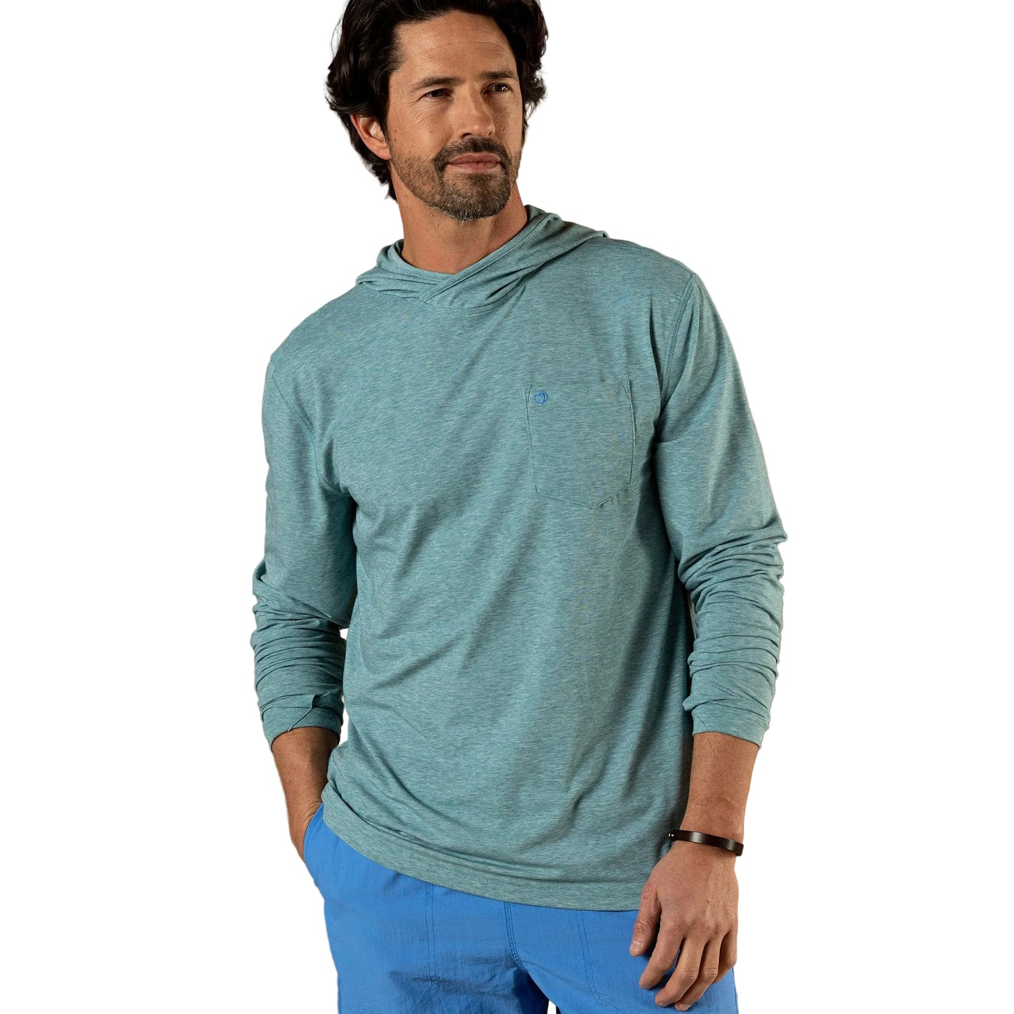 Windward Perf Hooded LS T-Shirt Midnight Teal