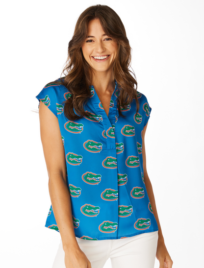 Ws UF Gators V-Neck Blouse Blue
