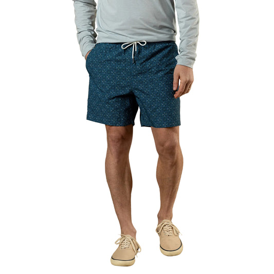 6" Sailport Print Swim Short Blue Horizon