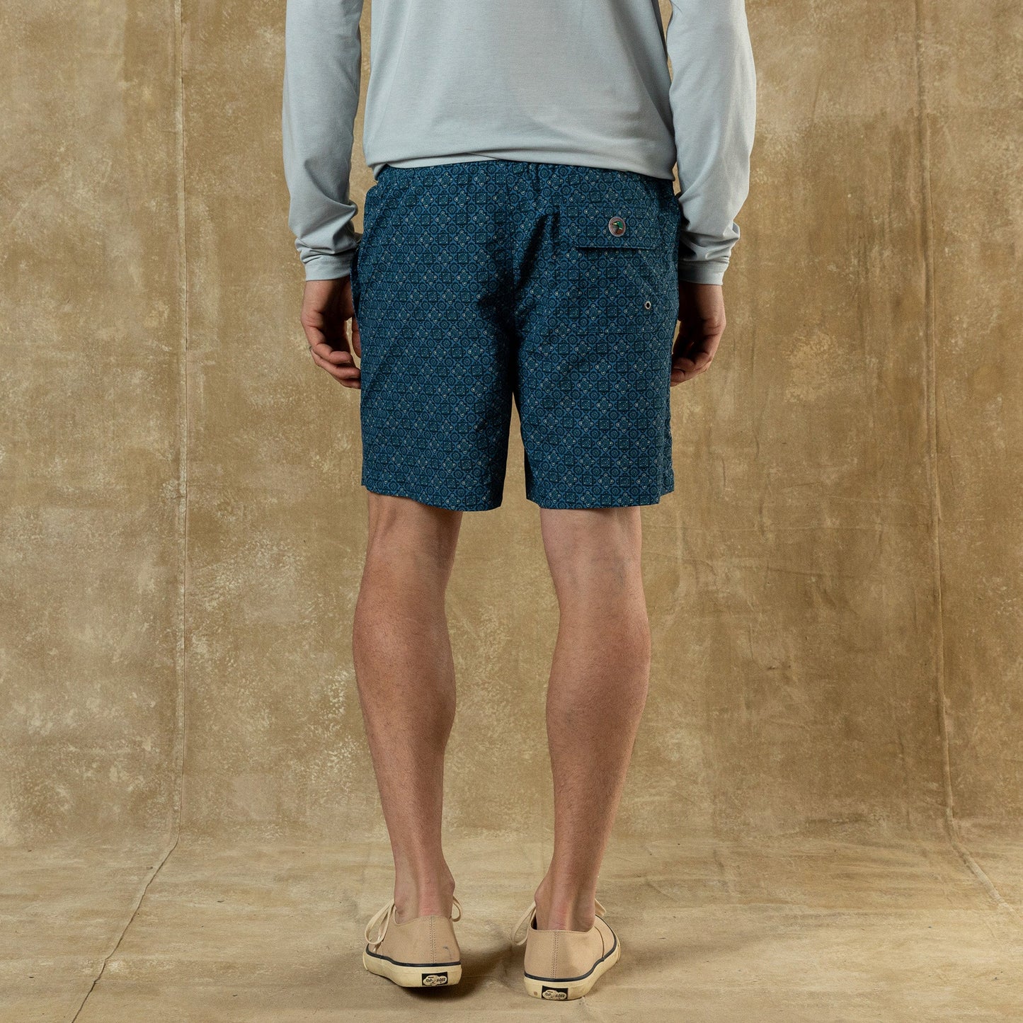 6" Sailport Print Swim Short Blue Horizon