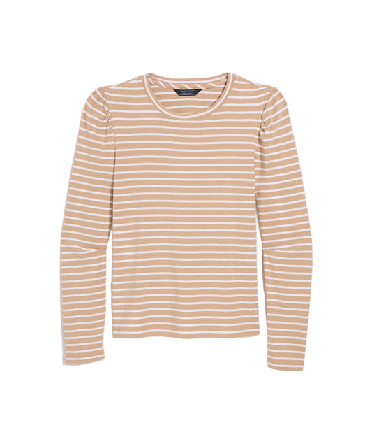 Ws Deluxe Puff Sleeve Top Stripe Cappuccino