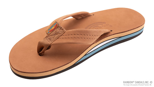 Premier Leather Double Layer Sandal Tan/Blue