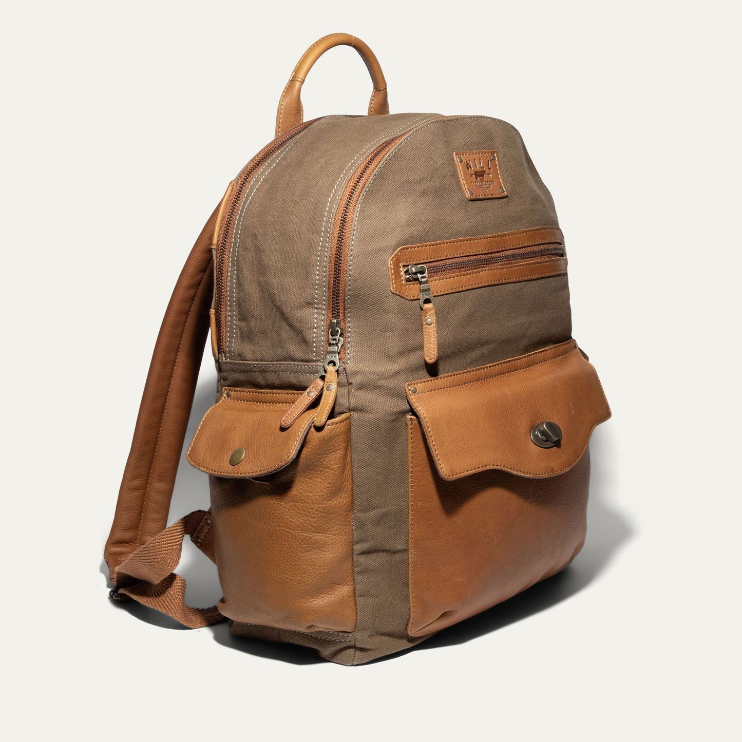 brass tacks leather craft backpack Canvas & Leather Backpack - Tobacco / Tan