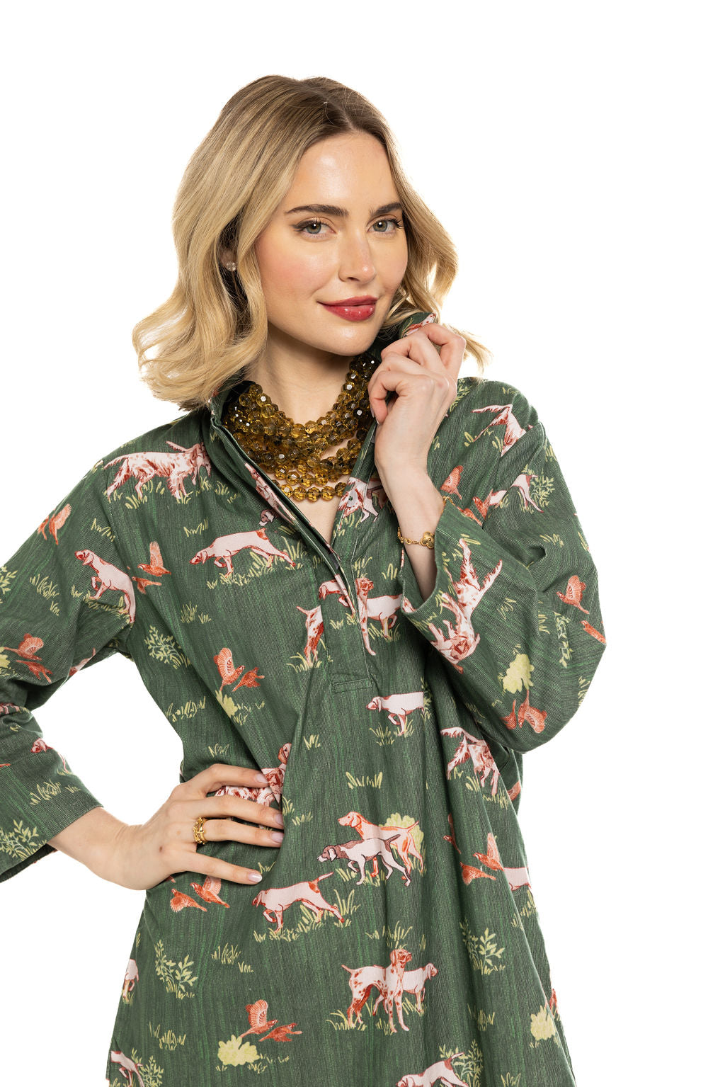 Ws Arden Dress Cord Dogs on the Hunt Green