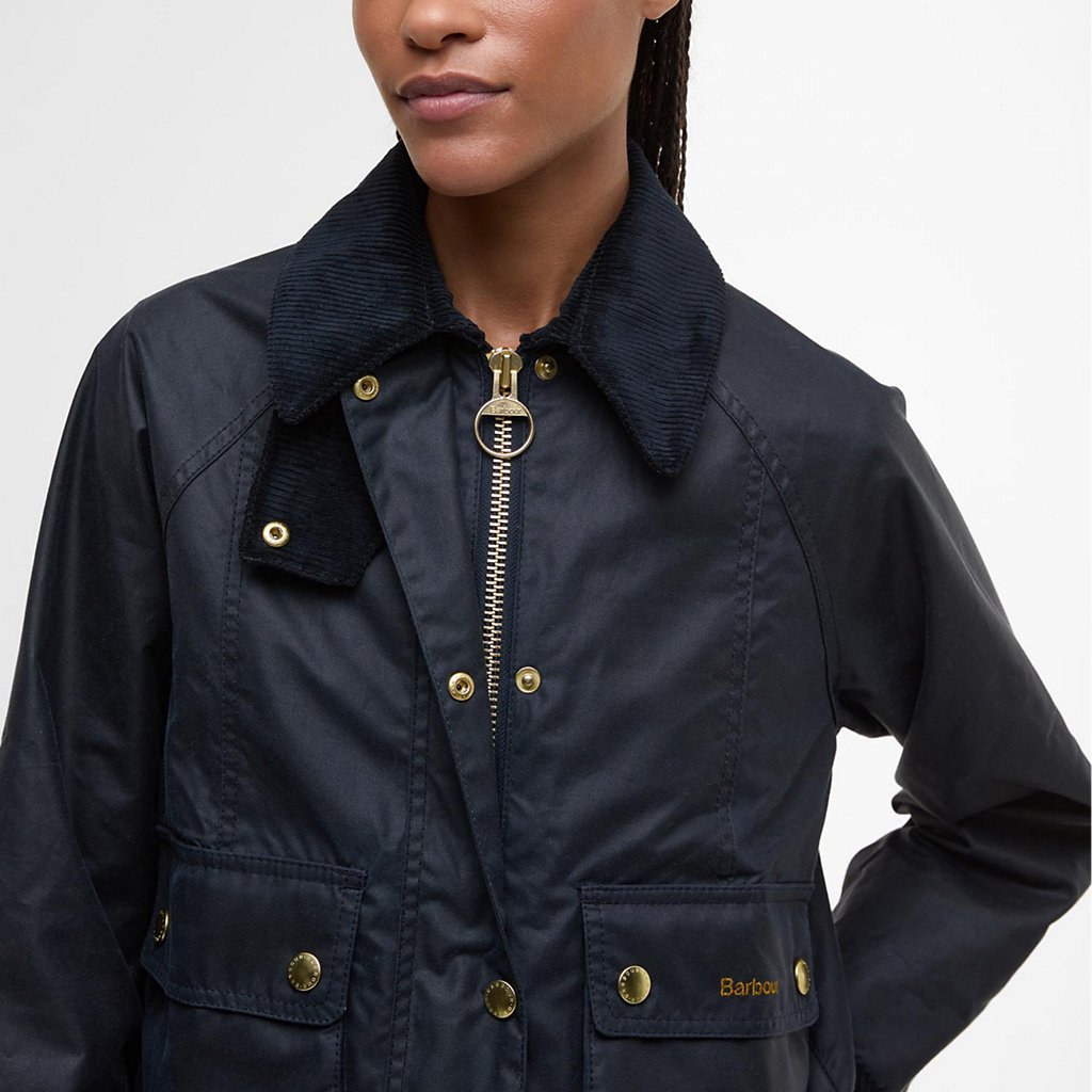Ws Cropped Beadnell Wax Jacket Navy/Classic