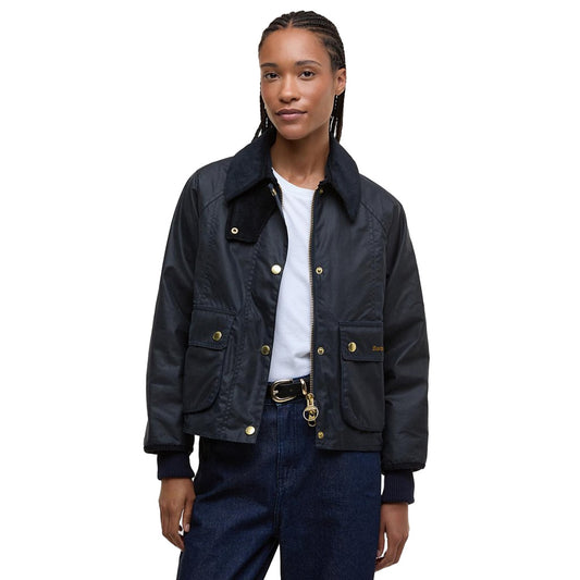 Ws Cropped Beadnell Wax Jacket Navy/Classic