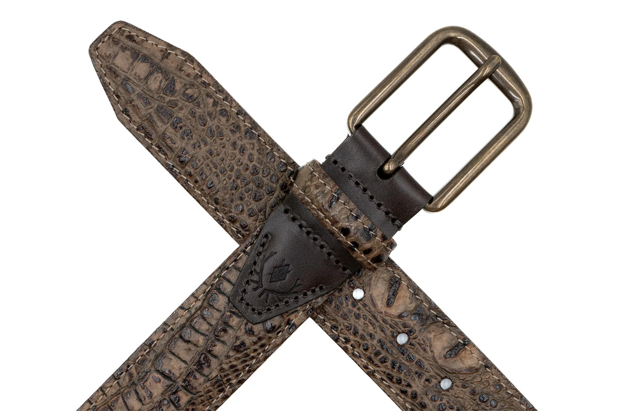 Peyton Crocodile Grain Belt Bark