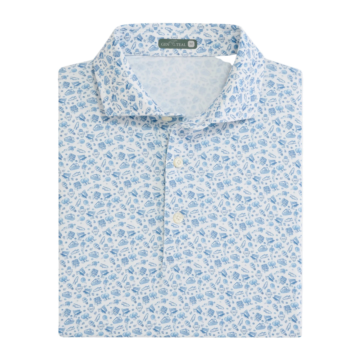 Greenbow Printed Perf Polo Mountain Spring
