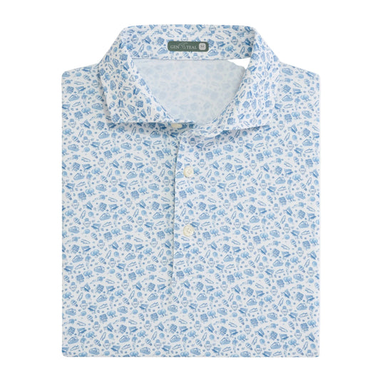 Greenbow Printed Perf Polo Mountain Spring