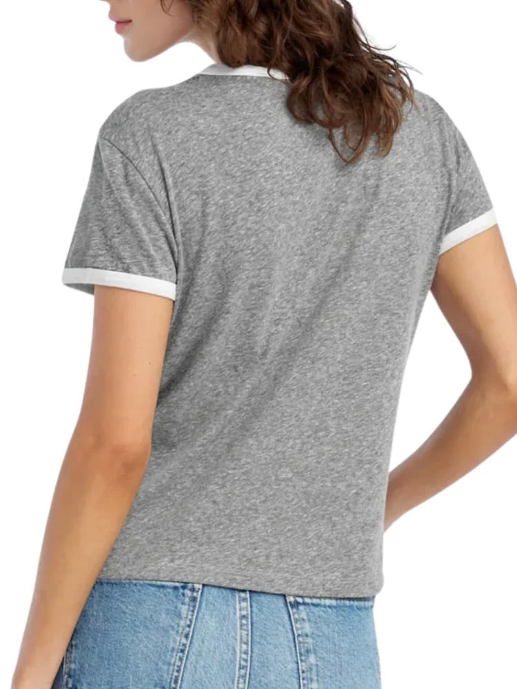 Ws FD Collegiate Chest Logo Ringer Tee Hthr Grey/Wht