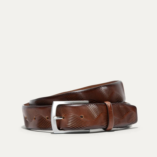 Wave Embossed Belt Cognac