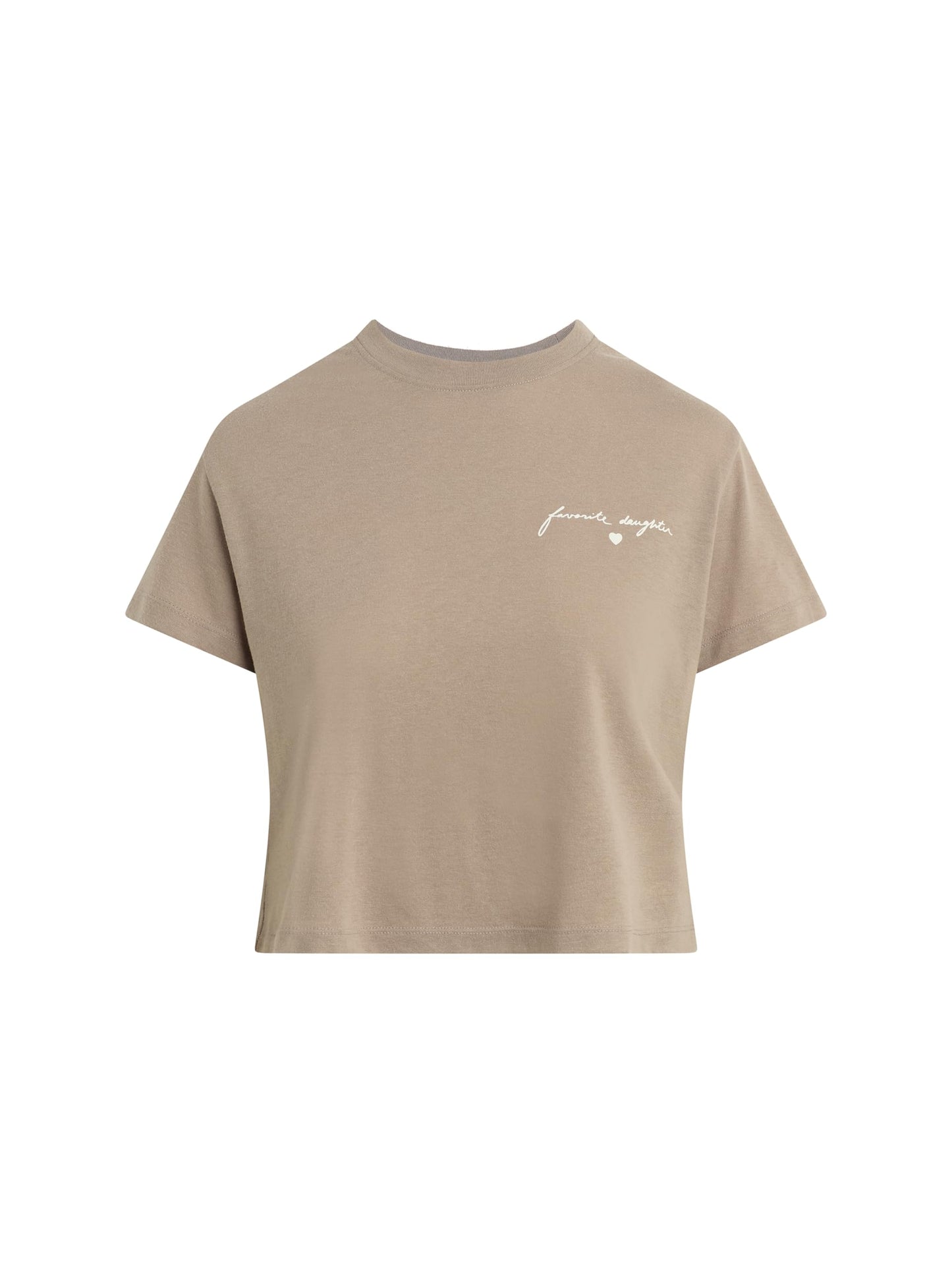Ws FD Cropped Signature Chest Logo Tee Taupe Gardenia
