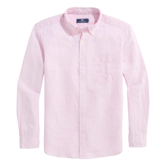 Surfside Solid Linen Shirt Flamingo