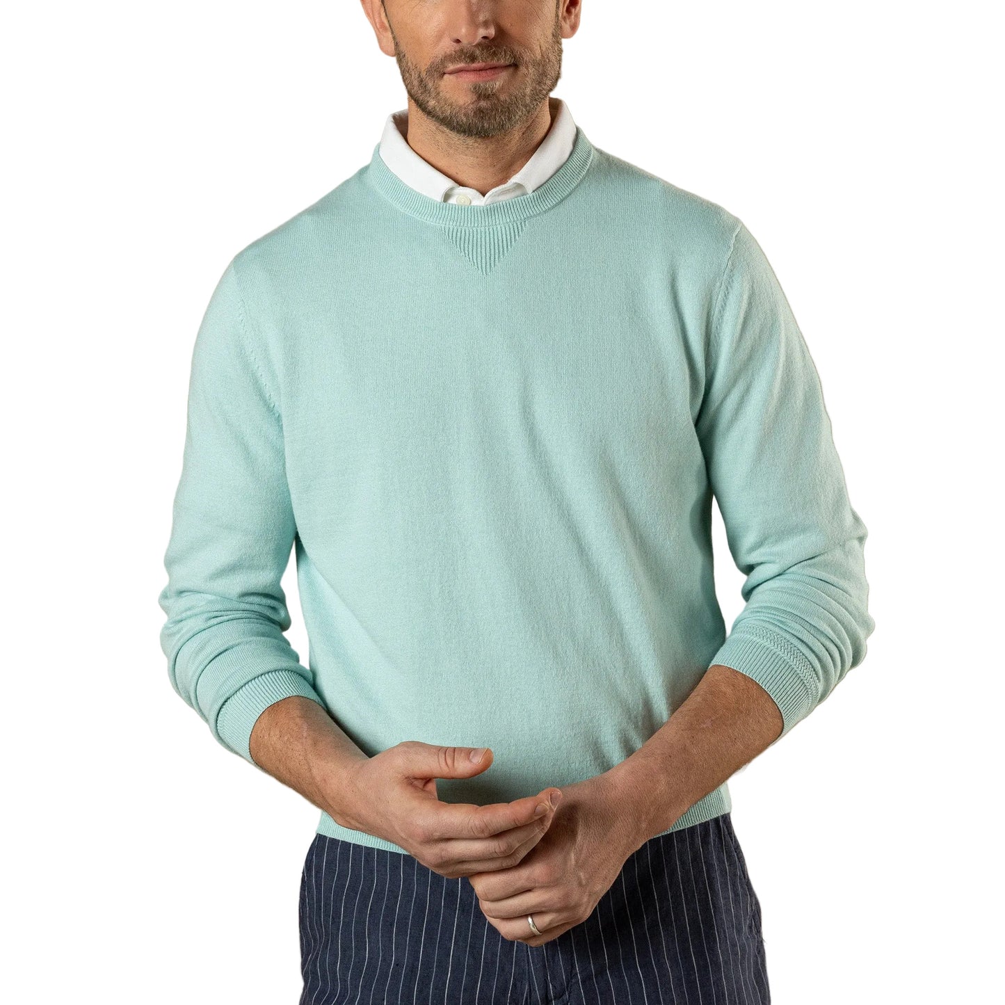 Henson Jersey Crewneck Sweater Pastel Blue