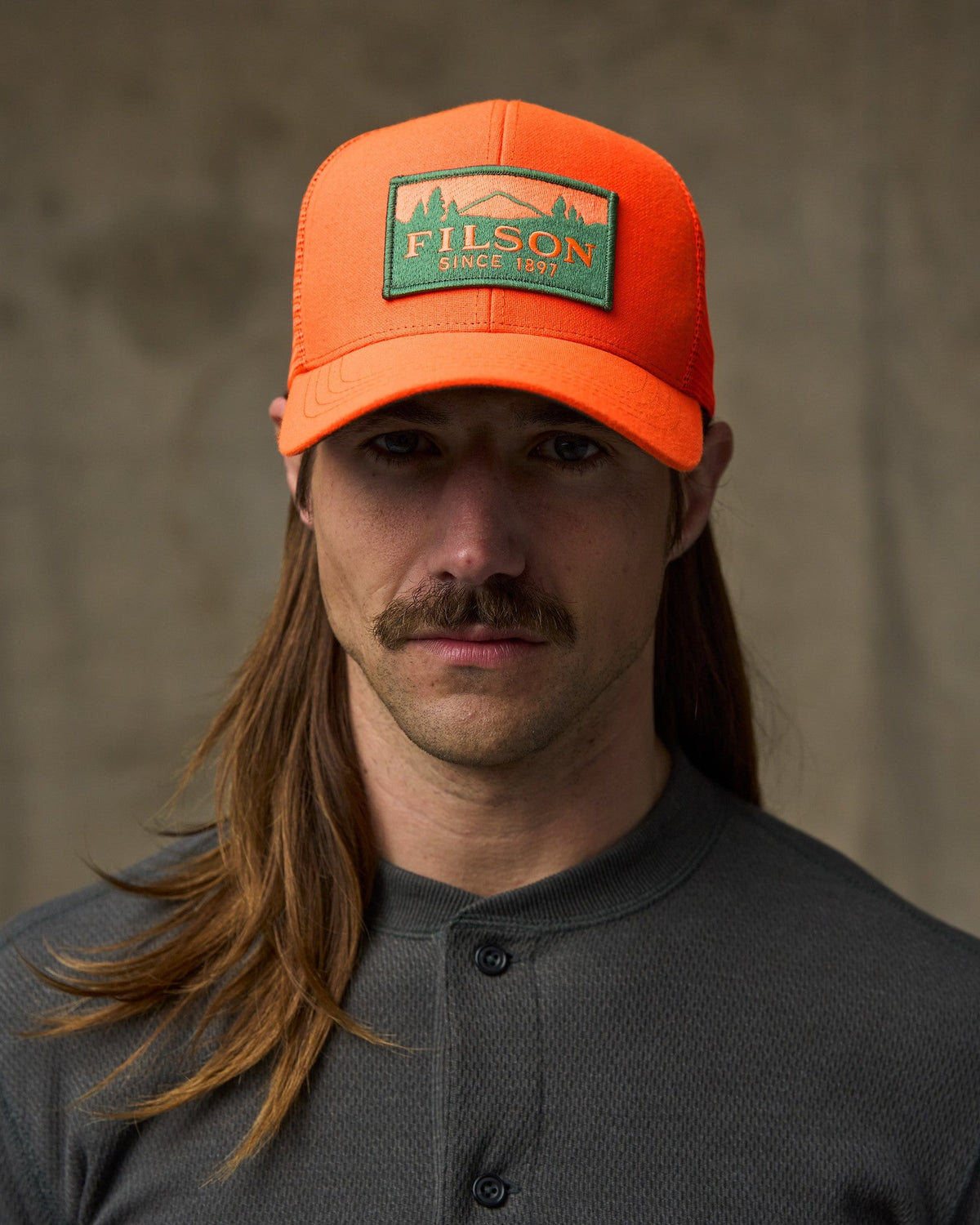 Logger Mesh Cap Scenic Logo Patch Blaze Orange