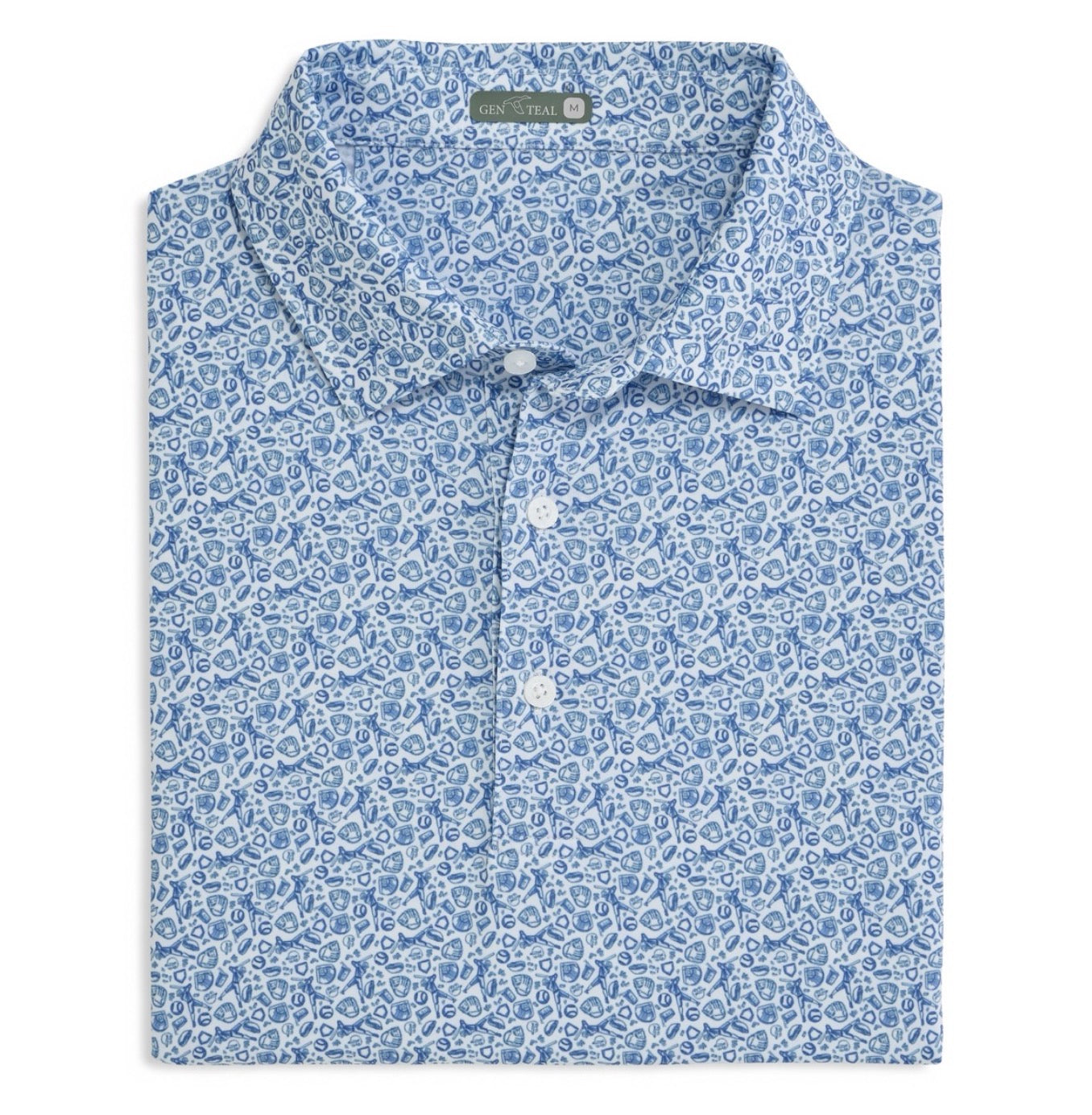 Fastball Printed Perf Polo Royal Blue