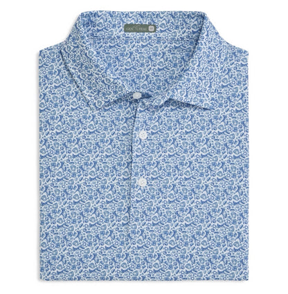 Fastball Printed Perf Polo Royal Blue