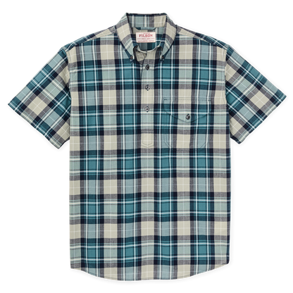 Madras SS Popover Shirt Gray/Teal