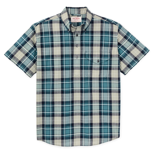 Madras SS Popover Shirt Gray/Teal