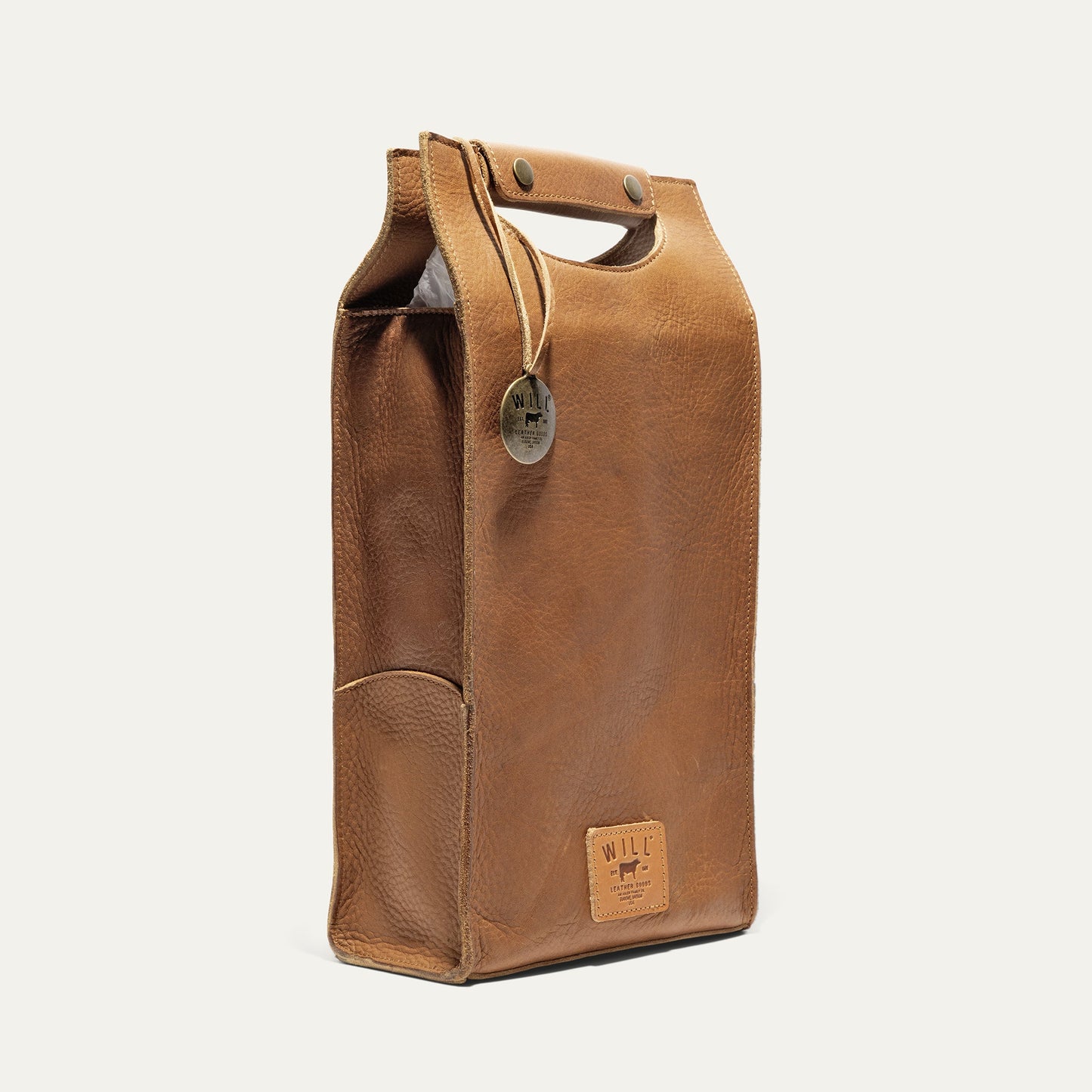 Double Leather Wine Case Cognac