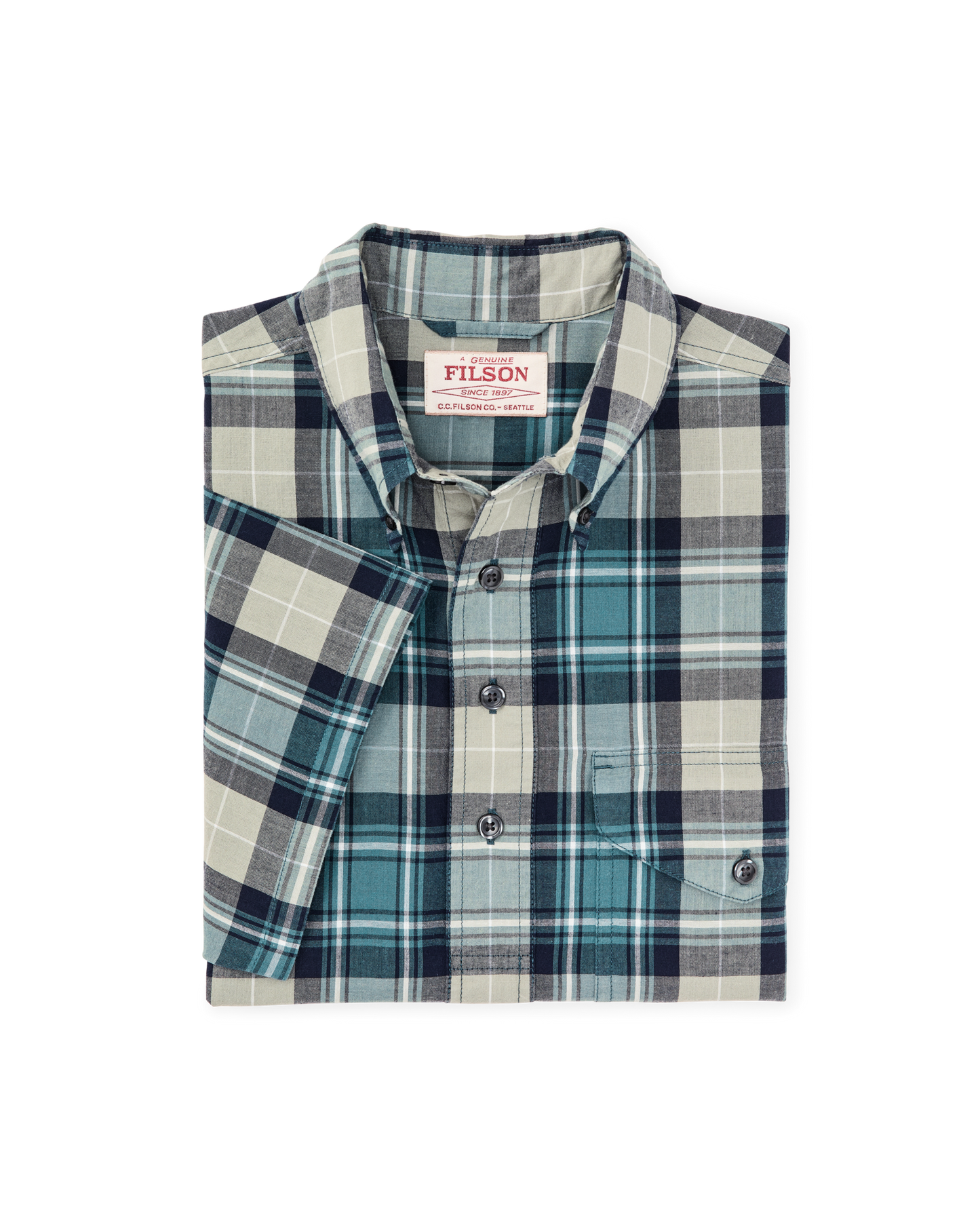 Madras SS Popover Shirt Gray/Teal
