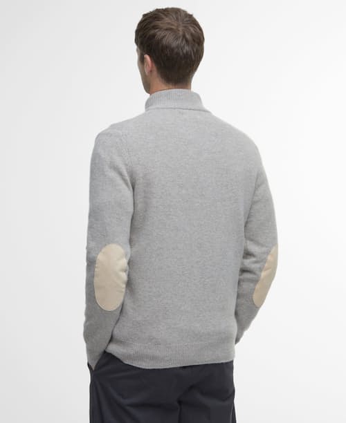 Essential Patch Half Zip Knitted Jumper Stone