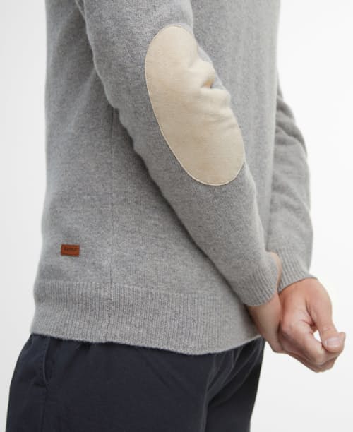 Essential Patch Half Zip Knitted Jumper Stone