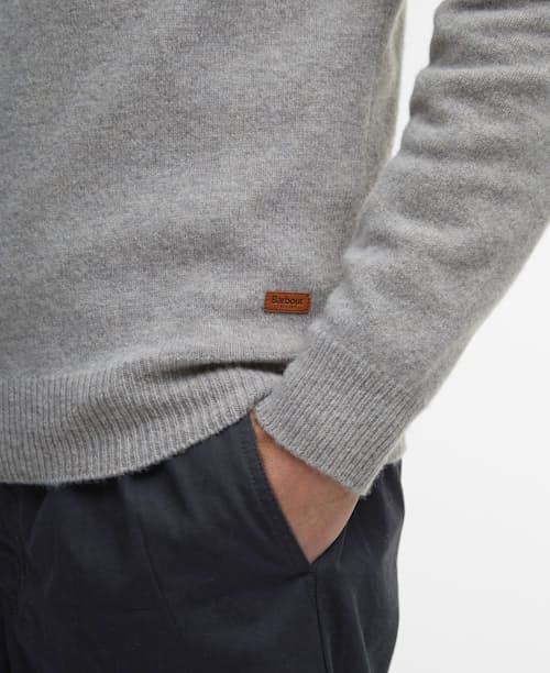 Essential Patch Half Zip Knitted Jumper Stone