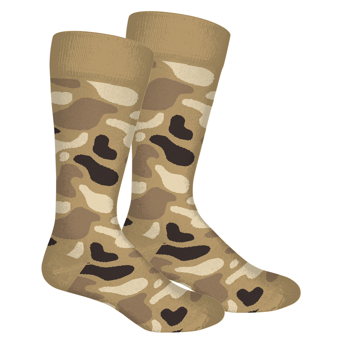 Old School Camo Sock Khaki L (10-13)