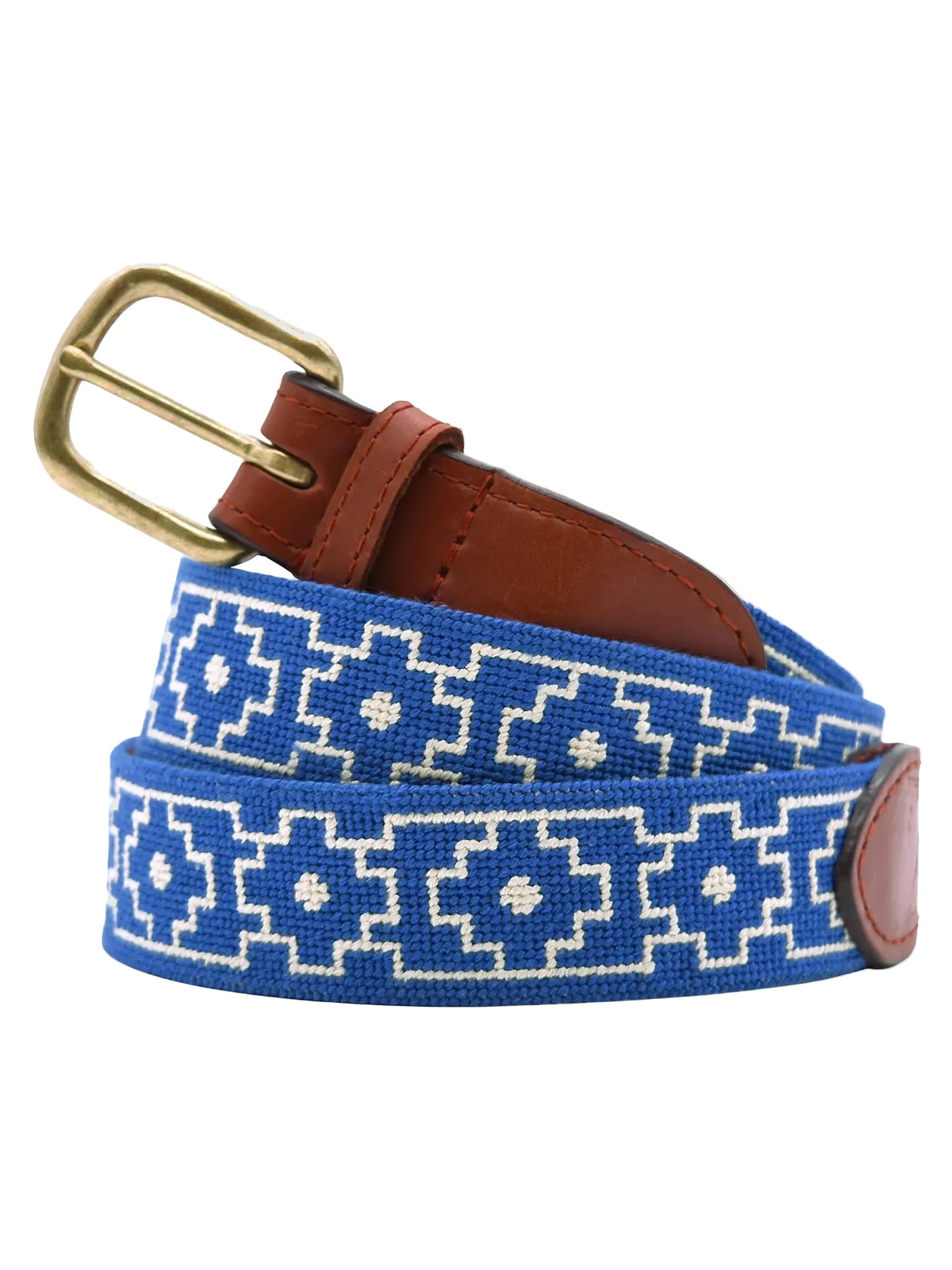 Claiborne (Blueberry/Khaki) Needlepoint Belt