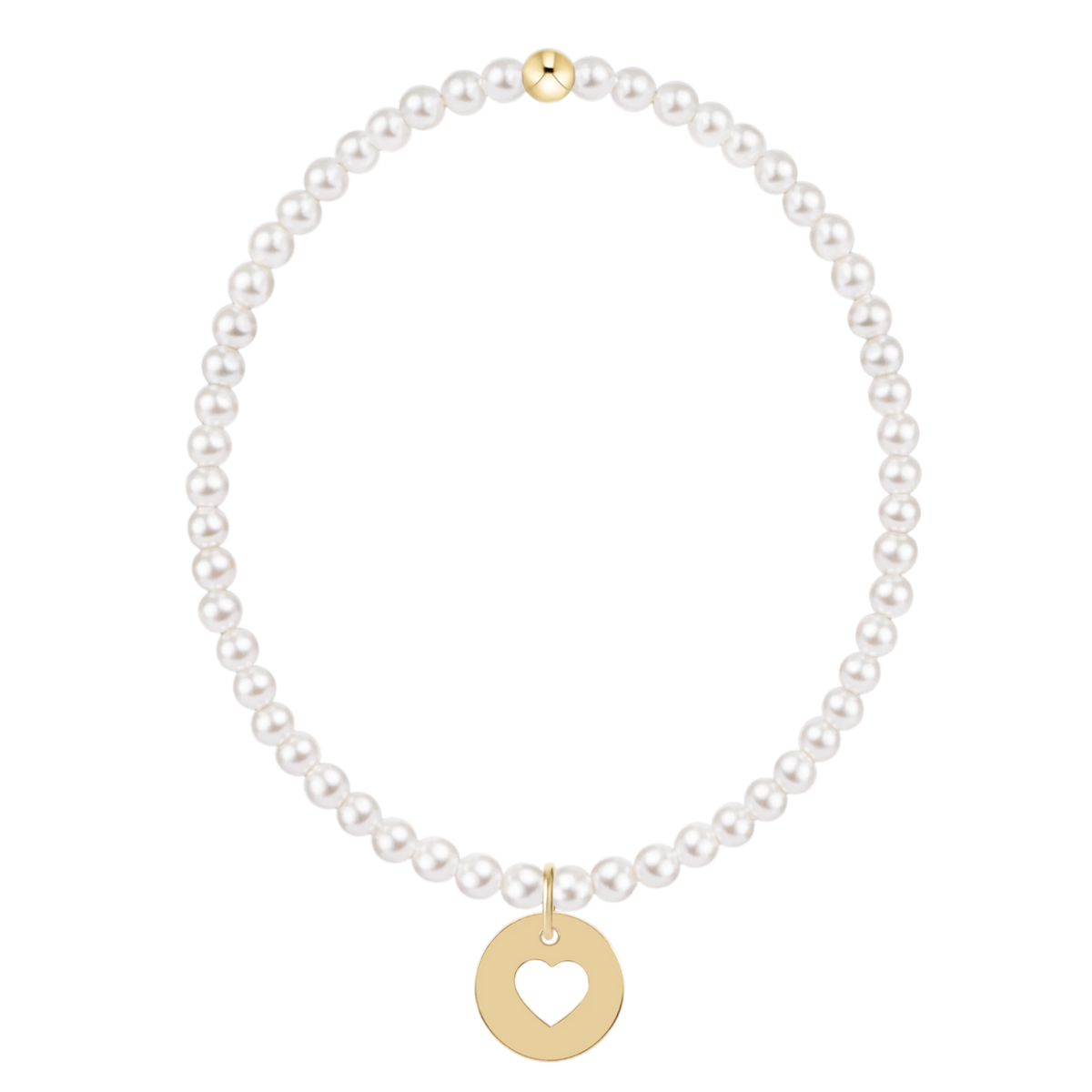 Classic Pearl 3mm Bracelet Love Gold Disc